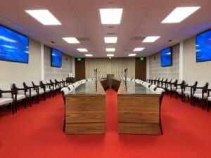 Renovated Committee Meeting room in the Legislative Building.
